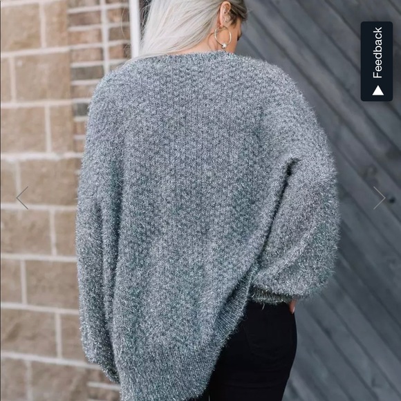 Will and Root tinsel gray sparkly sweater - Picture 2 of 5